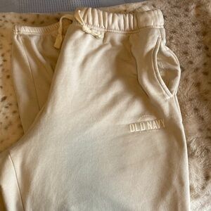 Old Navy Beige Cream Sweatpants with Drawstring